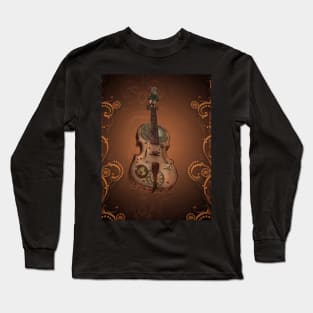 Music, wonderful steampunk violin with clocks, octopus Long Sleeve T-Shirt